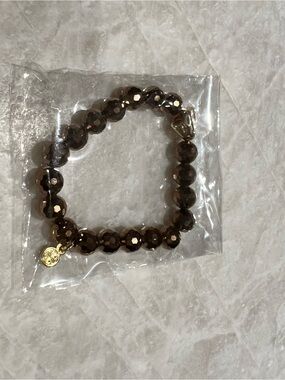 “Disco Bracelet” Faceted Bronze Stretch Bead Bracelet for Women